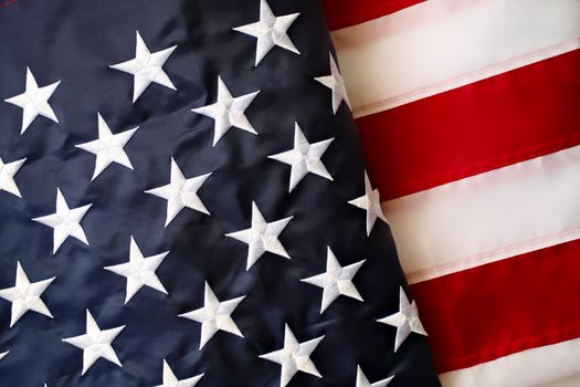 Detailed view of the American flag's stars and stripes representing USA patriotism.
